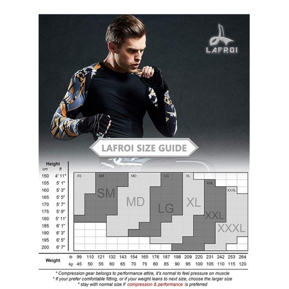 LAFROI Long Sleeve Baselayer Skins Performance Fit Compression Rash Guard-Men XL - Picture 11 of 11
